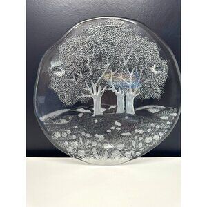 Vintage Studio Nova Sun Valley Crystal Footed Platter Plate, West Germany, 13"